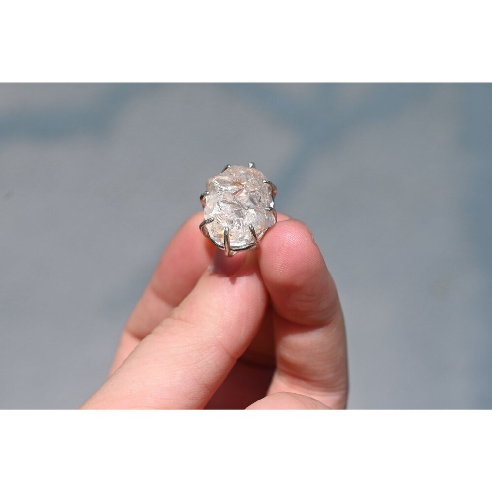 Raw Lake County Diamond Engagement Ring, Sterling Silver Anniversary Gift